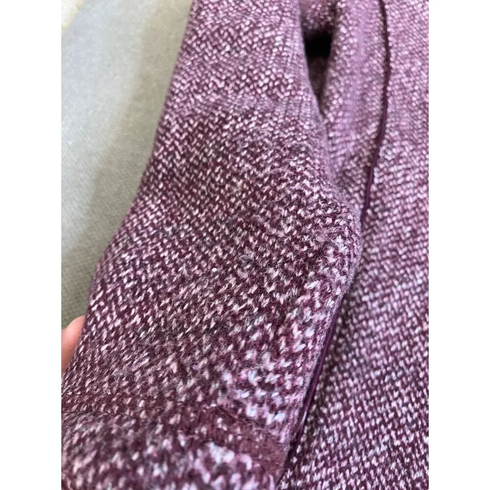 Talbots Womens Burgundy Full Zip Herringbone Fleece Jacket Size XL - Picture 2 of 9